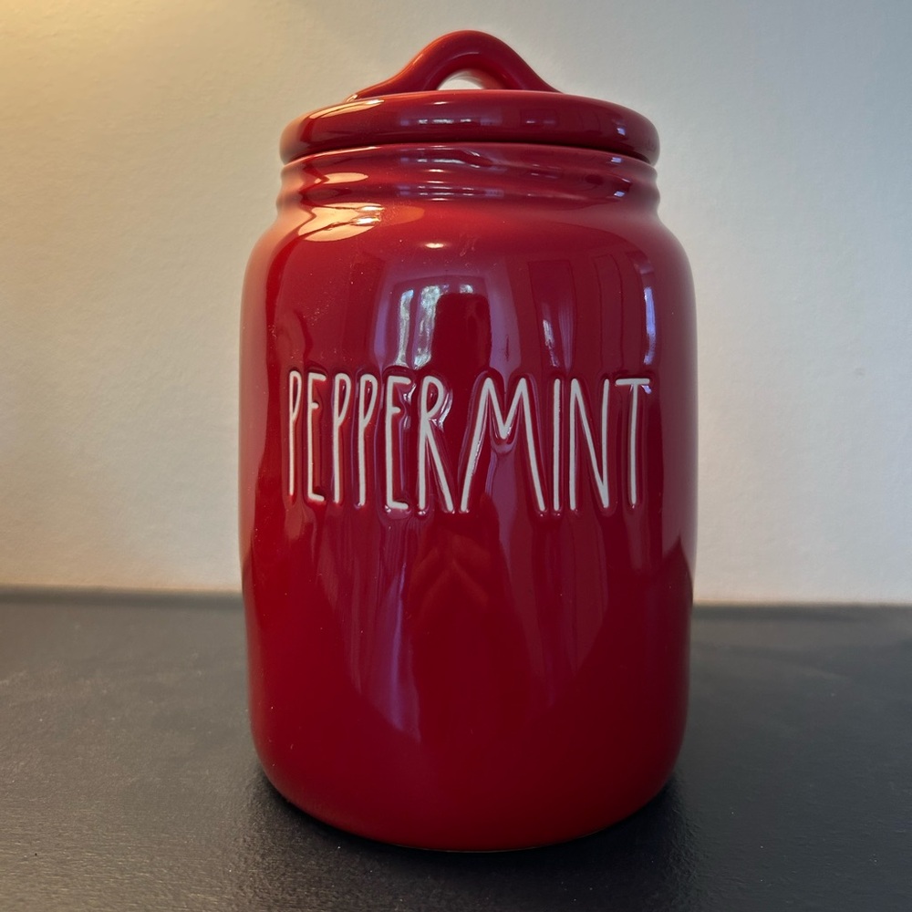 Rae Dunn Red Baby Peppermint Canister
